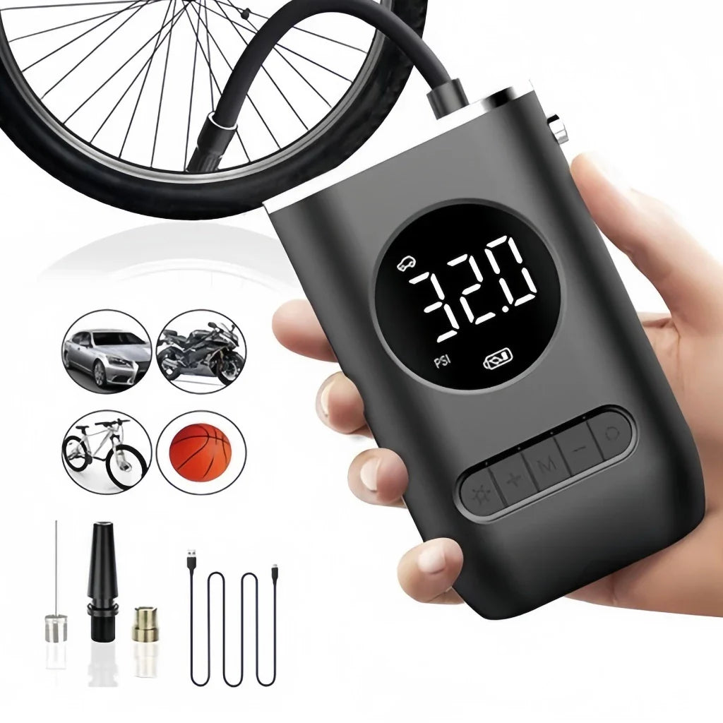 Compressor De Ar Elétrico Mini Portátil Sem Fio para Carro/Moto/Bicicleta